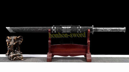 High Manganese Steel Tang Dao Chinese Dao Sword 唐刀 Full Tang Battle Ready Black