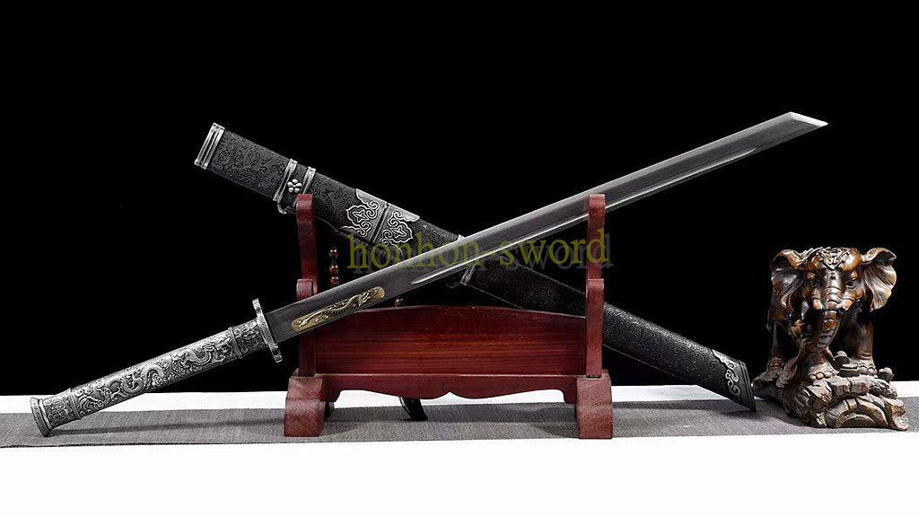 High Manganese Steel Tang Dao Chinese Dao Sword 唐刀 Full Tang Battle Ready Black