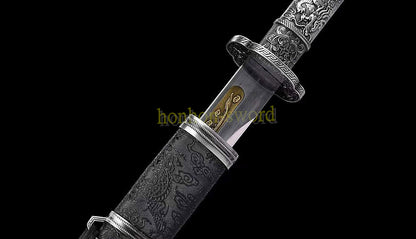 High Manganese Steel Tang Dao Chinese Dao Sword 唐刀 Full Tang Battle Ready Black