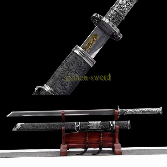 High Manganese Steel Tang Dao Chinese Dao Sword 唐刀 Full Tang Battle Ready Black