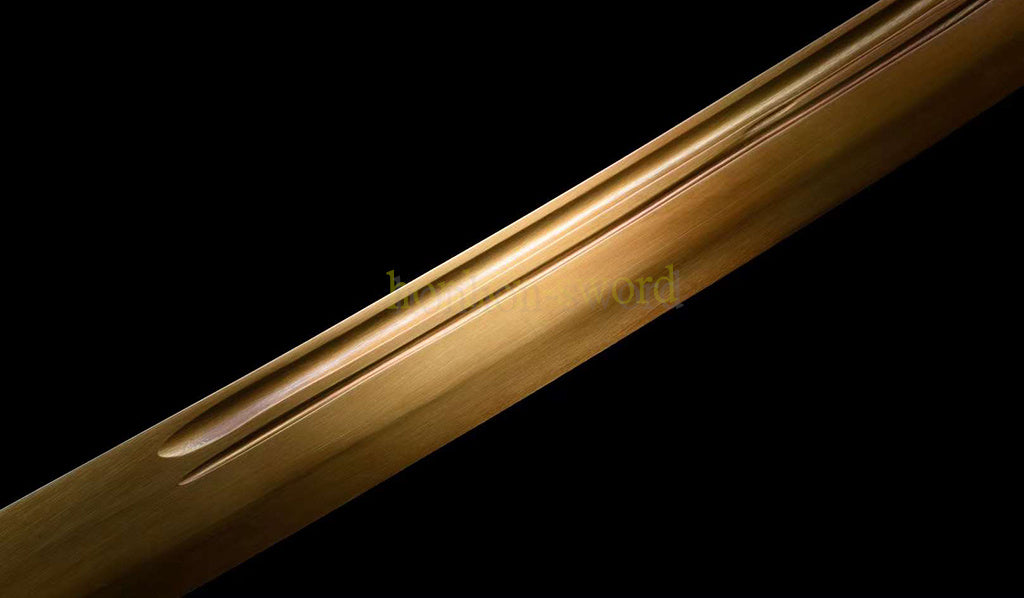 Épée chinoise Dao Qing Dao brodée en acier à haute teneur en manganèse, lame dorée prête pour la bataille 