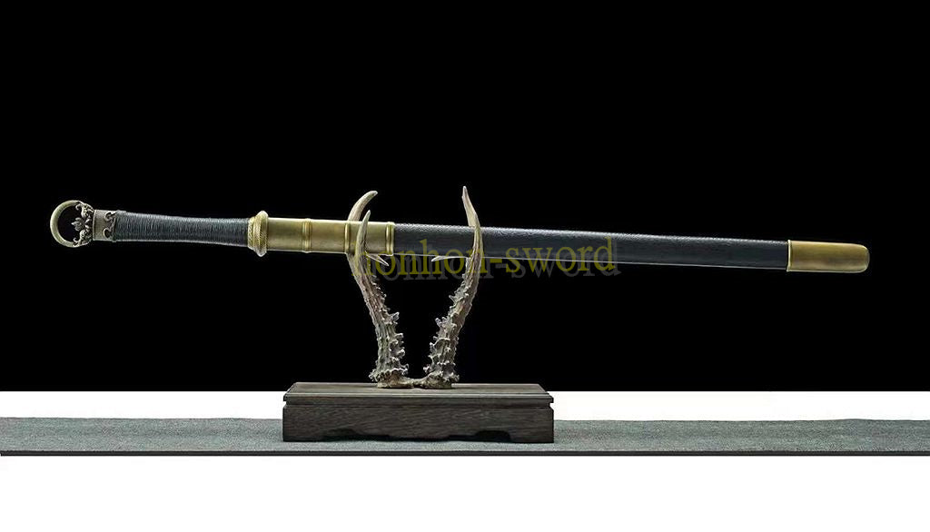 Épée chinoise Huanshou Dao en acier à haute teneur en manganèse, Tang Dao, prête pour la bataille, noire 