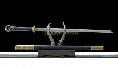 Épée chinoise Huanshou Dao en acier à haute teneur en manganèse, Tang Dao, prête pour la bataille, noire 