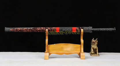 High Manganese Steel Han Jian Chinese Jian Sword Full Tang Battle Ready Blue Blade