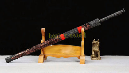 High Manganese Steel Han Jian Chinese Jian Sword Full Tang Battle Ready Blue Blade