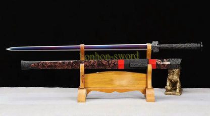 High Manganese Steel Han Jian Chinese Jian Sword Full Tang Battle Ready Blue Blade