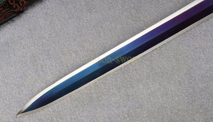 High Manganese Steel Han Jian Chinese Jian Sword Full Tang Battle Ready Blue Blade