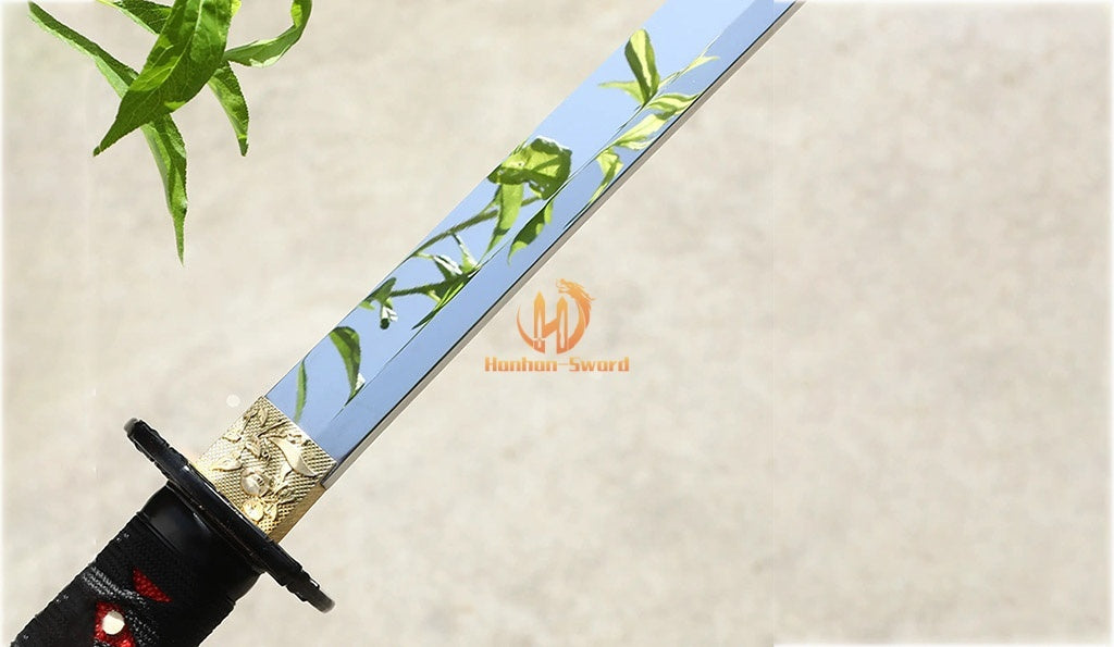 1095 High Carbon Steel Mirror Polished Katana Japanese Samurai Sword Full Tang For Battle Red
