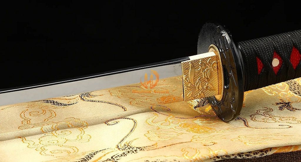 1095 High Carbon Steel Mirror Polished Katana Japanese Samurai Sword Full Tang For Battle Red