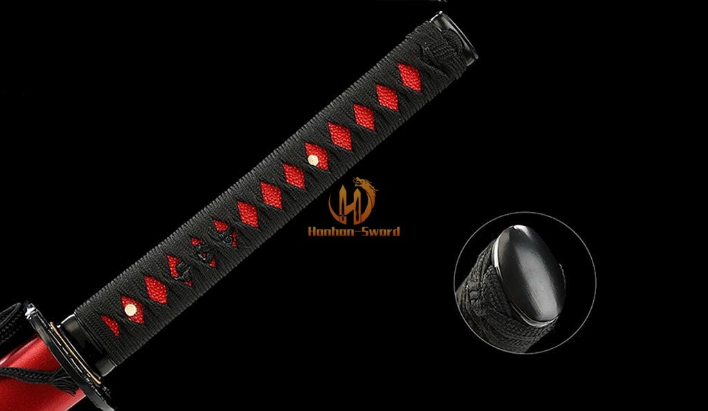 1095 High Carbon Steel Mirror Polished Katana Japanese Samurai Sword Full Tang For Battle Red