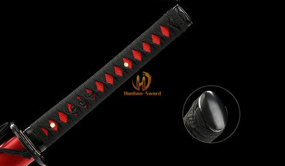 1095 High Carbon Steel Mirror Polished Katana Japanese Samurai Sword Full Tang For Battle Red