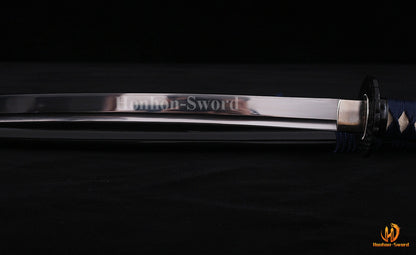 1095 Kohlenstoffstahl Katana Blaue Klinge Japanisches Samurai-Schwert Full Tang Schwarz 