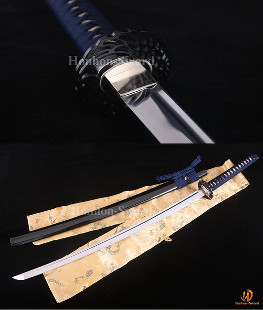 1095 High Carbon Steel Katana Japanese Samurai Sword Full Tang For Battle Black