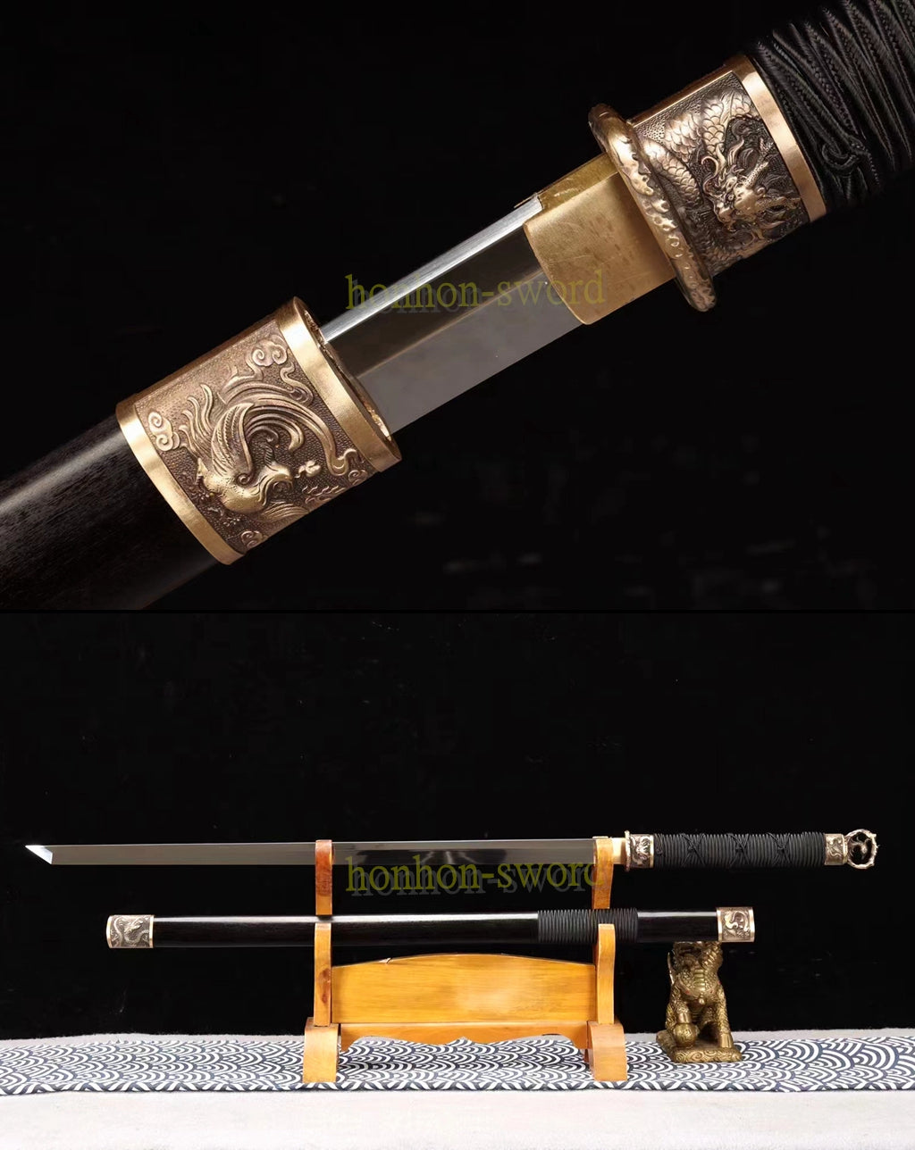 1095 High Carbon Steel Tang Dao 唐刀 Mirror Blade Traditional Chinese Dao Sword KAMASU-Kissaki Full Tang Sword