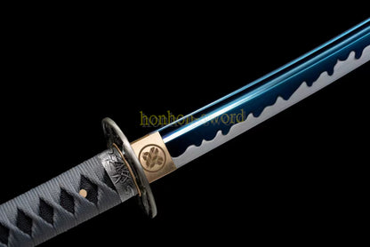 Katana à lame bleue en acier à haute teneur en carbone 1095, épée de samouraï japonais, épée complète noire 