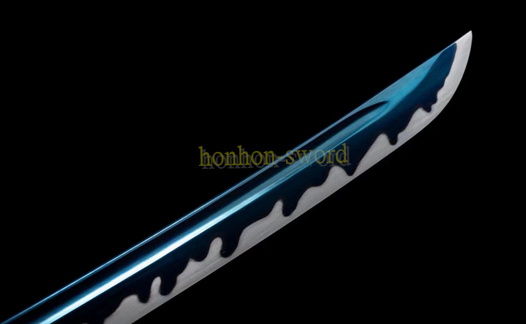 Katana à lame bleue en acier à haute teneur en carbone 1095, épée de samouraï japonais, épée complète noire 
