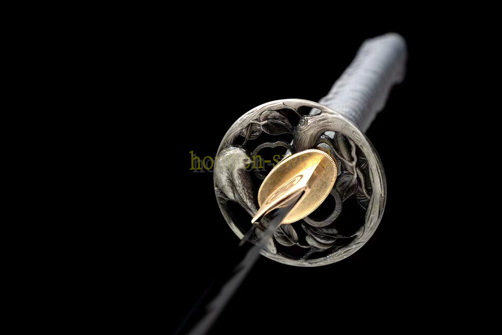 Katana à lame bleue en acier à haute teneur en carbone 1095, épée de samouraï japonais, épée complète noire 