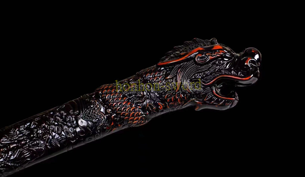 1095 Kohlenstoffstahl Katana Blaue Klinge Japanisches Samurai-Schwert Full Tang Schwarz 