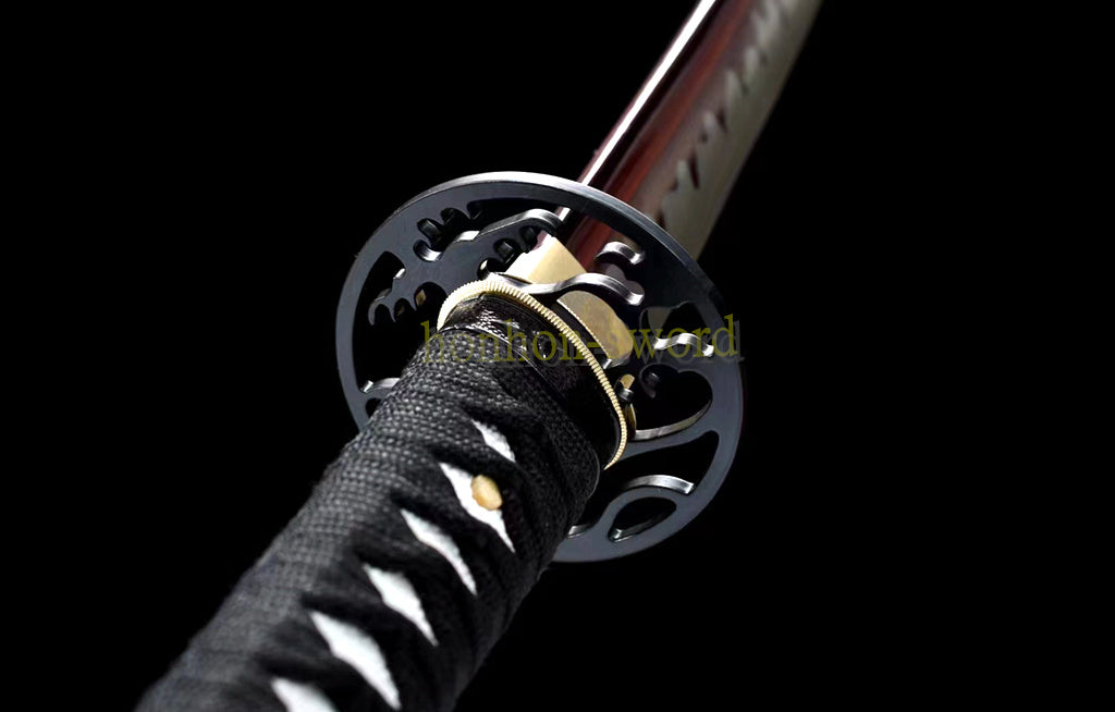 1095 High Carbon Steel Katana Red Blade Japanese Samurai Sword Full Tang Sword