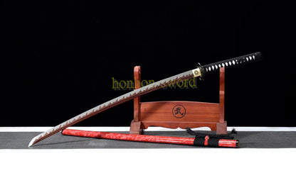 1095 High Carbon Steel Katana Red Blade Japanese Samurai Sword Full Tang Sword