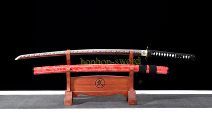 1095 High Carbon Steel Katana Red Blade Japanese Samurai Sword Full Tang Sword
