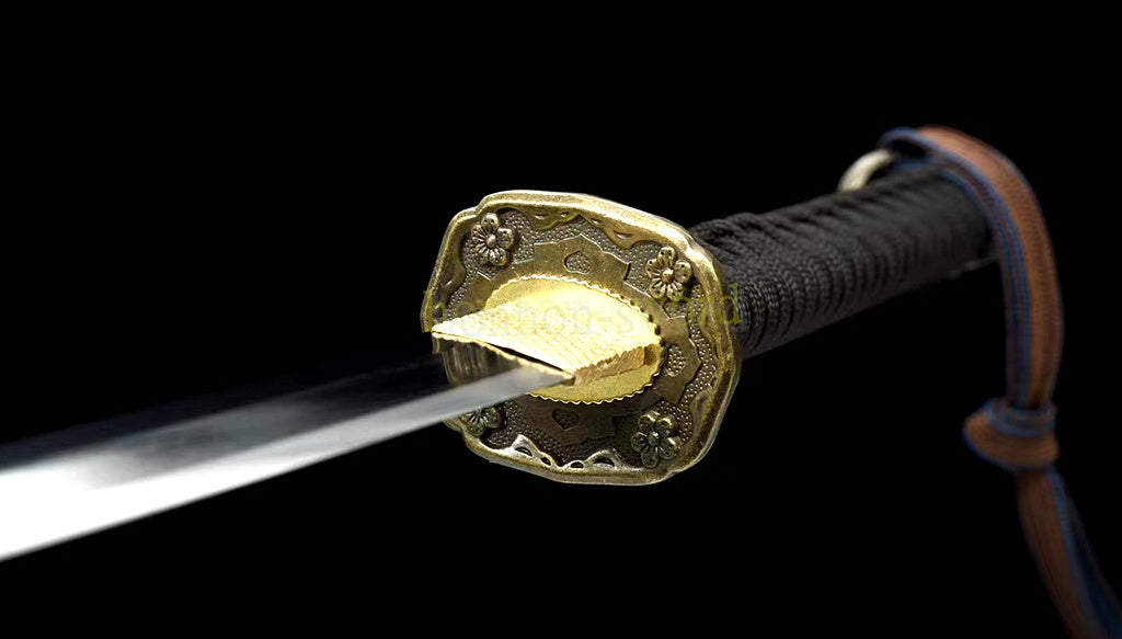 1095 Kohlenstoffstahl Katana Blaue Klinge Japanisches Samurai-Schwert Full Tang Schwarz 