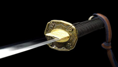 1095 Kohlenstoffstahl Katana Blaue Klinge Japanisches Samurai-Schwert Full Tang Schwarz 