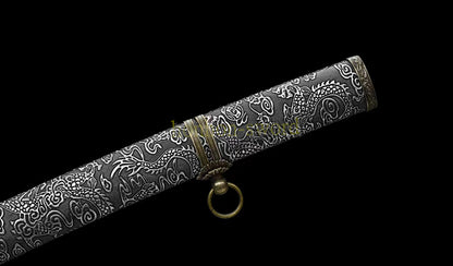 1095 Kohlenstoffstahl Katana Blaue Klinge Japanisches Samurai-Schwert Full Tang Schwarz 