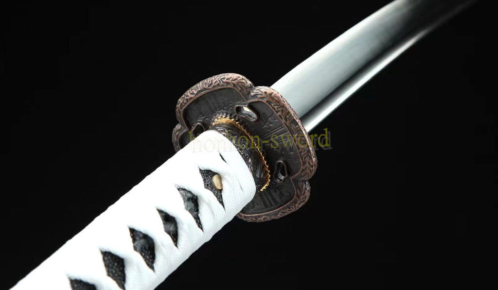 1095 Kohlenstoffstahl Katana Blaue Klinge Japanisches Samurai-Schwert Full Tang Schwarz 