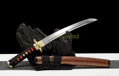 1095 Kohlenstoffstahl Katana Blaue Klinge Japanisches Samurai-Schwert Full Tang Schwarz 