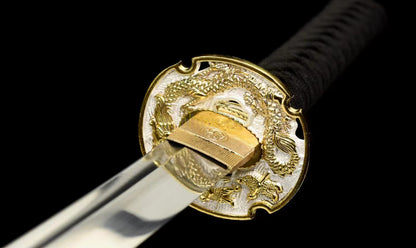 1095 Kohlenstoffstahl Katana Blaue Klinge Japanisches Samurai-Schwert Full Tang Schwarz 