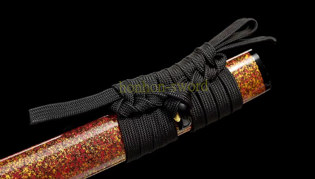 1095 Kohlenstoffstahl Katana Blaue Klinge Japanisches Samurai-Schwert Full Tang Schwarz 