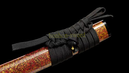 1095 Kohlenstoffstahl Katana Blaue Klinge Japanisches Samurai-Schwert Full Tang Schwarz 