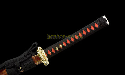 1095 Kohlenstoffstahl Katana Blaue Klinge Japanisches Samurai-Schwert Full Tang Schwarz 