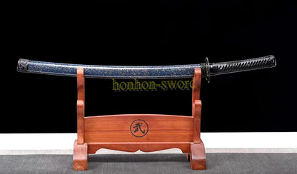 1095 High Carbon Steel Wakizashi Blue Blade Japanese Samurai Real Sword