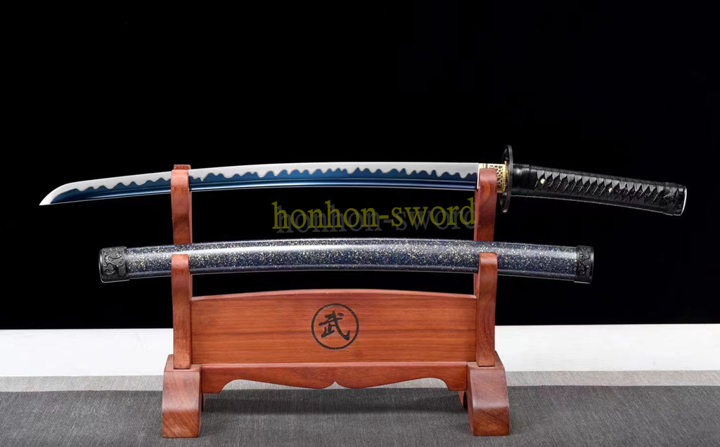 1095 High Carbon Steel Wakizashi Blue Blade Japanese Samurai Real Sword