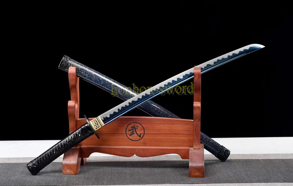 1095 High Carbon Steel Wakizashi Blue Blade Japanese Samurai Real Sword