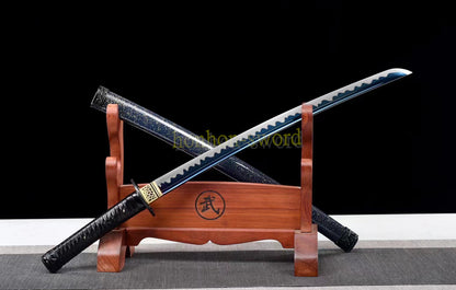 1095 High Carbon Steel Wakizashi Blue Blade Japanese Samurai Real Sword