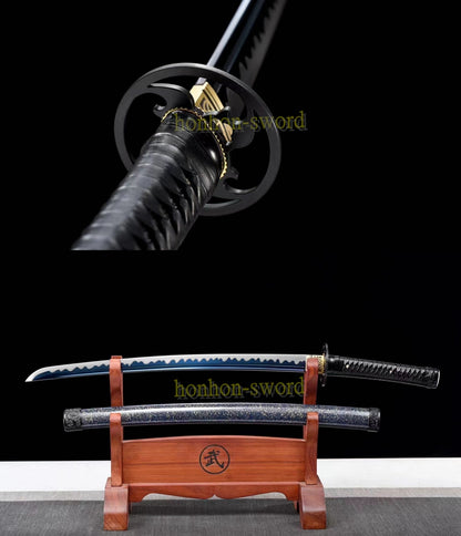 1095 High Carbon Steel Wakizashi Blue Blade Japanese Samurai Real Sword