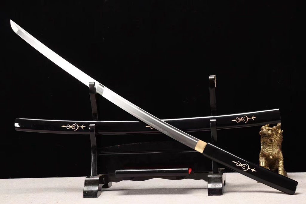 1095 High Carbon Steel Shirasaya Katana Japanese Samurai Sword Stick Black
