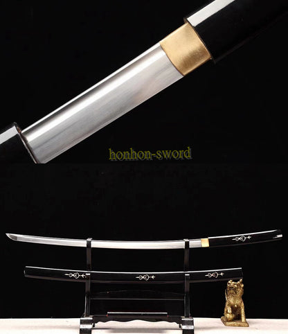 1095 High Carbon Steel Shirasaya Katana Japanese Samurai Sword Stick Black