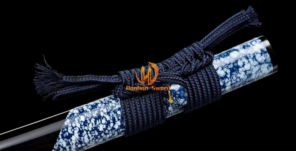 Katana à lame bleue en acier à haute teneur en carbone 1095, épée de samouraï japonais, épée complète noire 