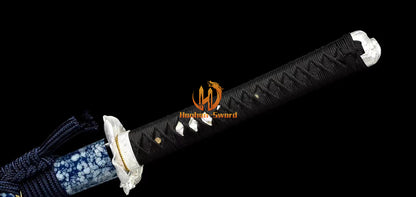 Katana à lame bleue en acier à haute teneur en carbone 1095, épée de samouraï japonais, épée complète noire 
