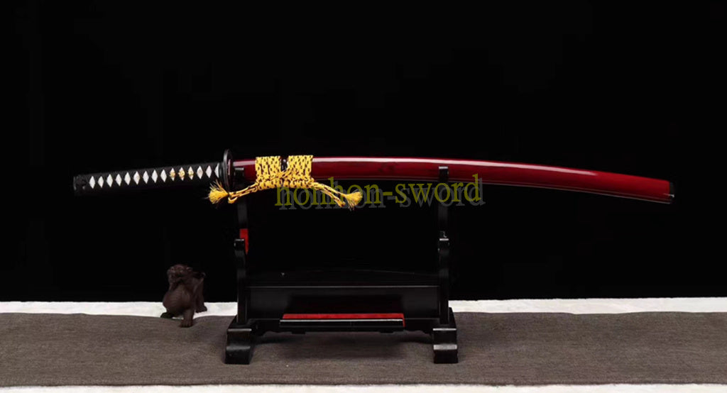 Katana à lame bleue en acier à haute teneur en carbone 1095, épée de samouraï japonais, épée complète noire 