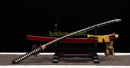 Katana à lame bleue en acier à haute teneur en carbone 1095, épée de samouraï japonais, épée complète noire 