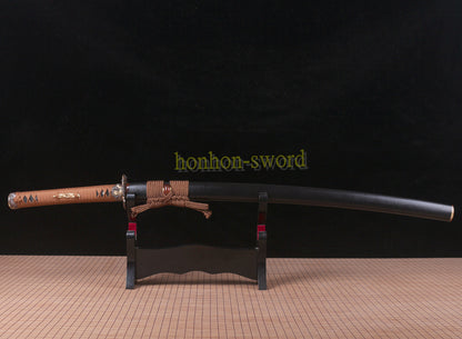 1095 Kohlenstoffstahl Katana Blaue Klinge Japanisches Samurai-Schwert Full Tang Schwarz 