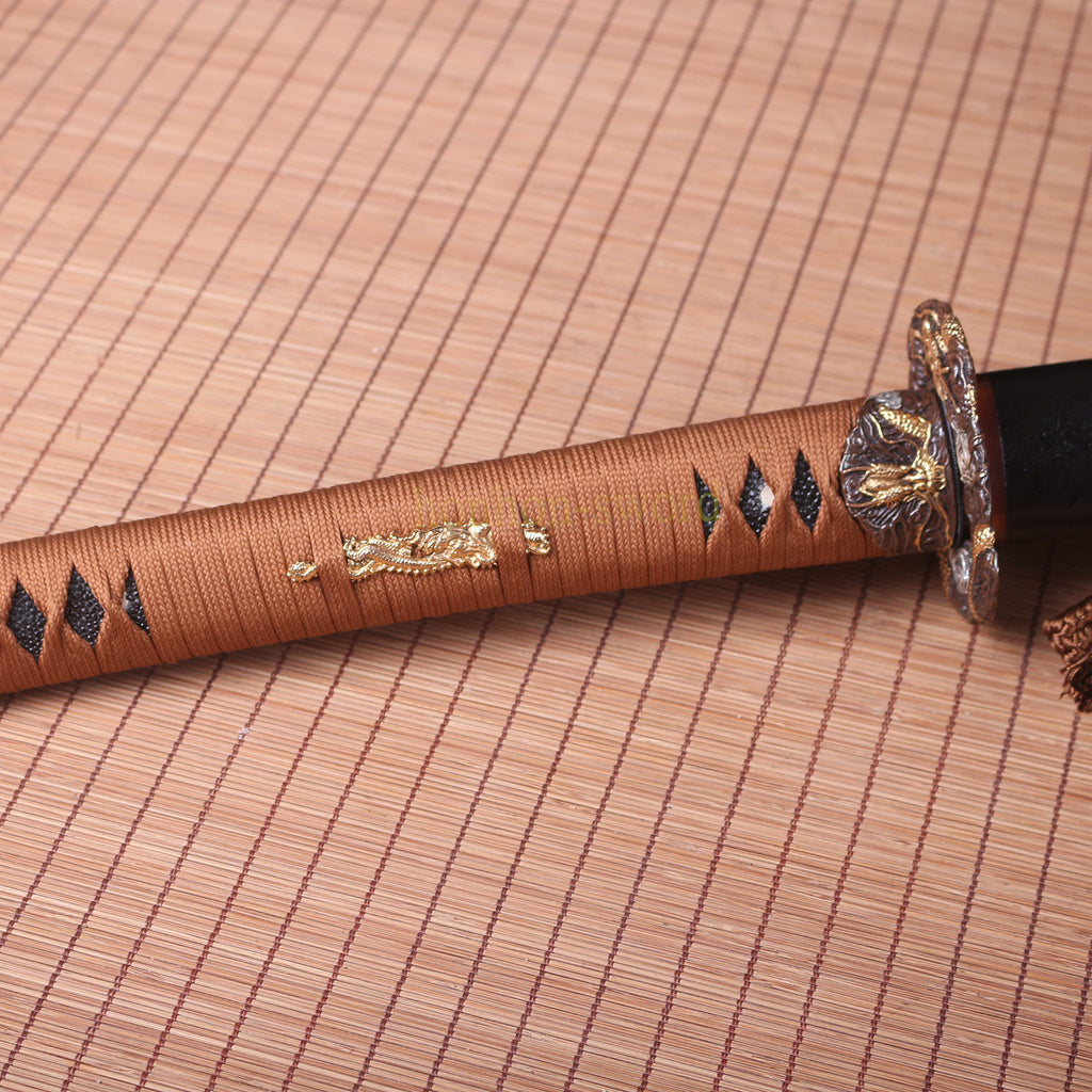 1095 Kohlenstoffstahl Katana Blaue Klinge Japanisches Samurai-Schwert Full Tang Schwarz 