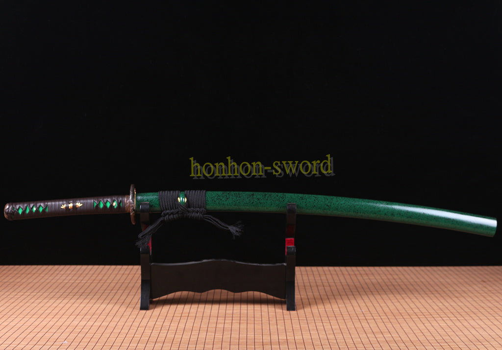1095 Kohlenstoffstahl Katana Blaue Klinge Japanisches Samurai-Schwert Full Tang Schwarz 