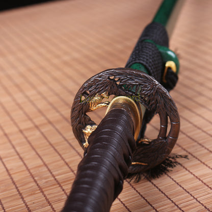 1095 Kohlenstoffstahl Katana Blaue Klinge Japanisches Samurai-Schwert Full Tang Schwarz 