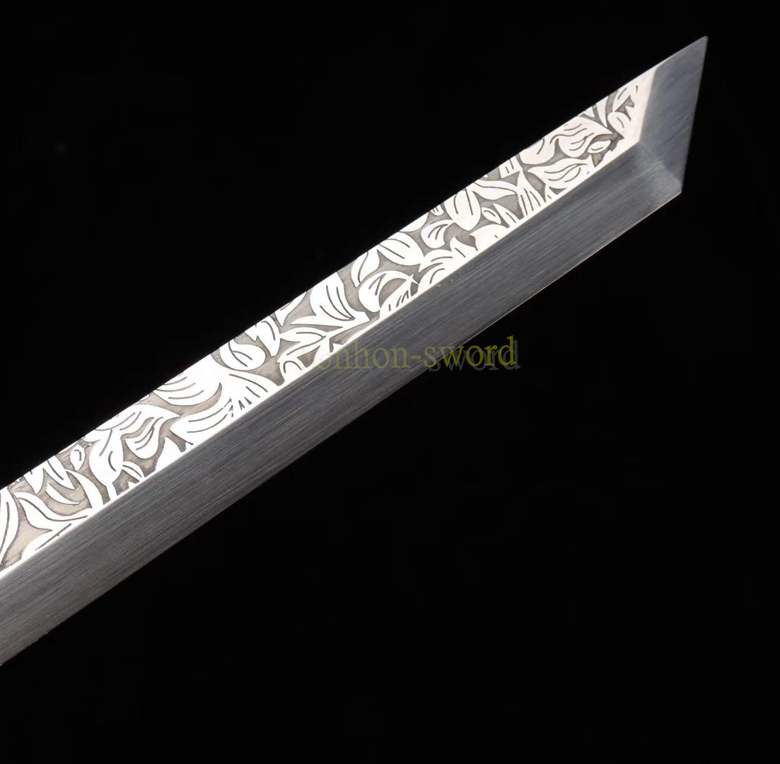 1095 High Carbon Steel Tang Dao 唐刀 Traditional Chinese Dao Sword KAMASU-Kissaki Full Tang Sword